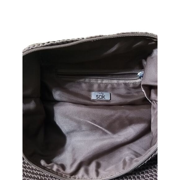 The Sak Vintage Crochet Knit Taupe Fabric Handbag Purse Boho , Large, BOHO - Picture 3 of 4